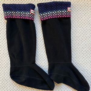 Hunter Tall Boot Socks in Fair Isle Lattice Print - Size large US Women’s 8-10